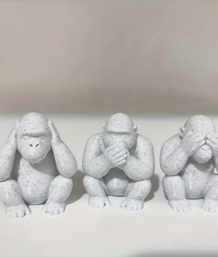 Set van 3 Drie Apen Beeldjes - Niet Zien, Niet Horen, Niet Zeggen - Woonkamer Decoratie