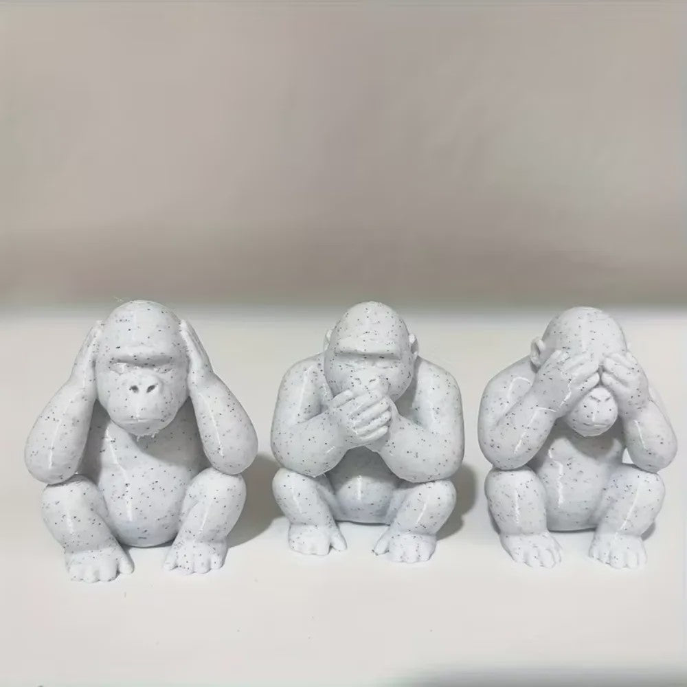 Set van 3 Drie Apen Beeldjes - Niet Zien, Niet Horen, Niet Zeggen - Woonkamer Decoratie