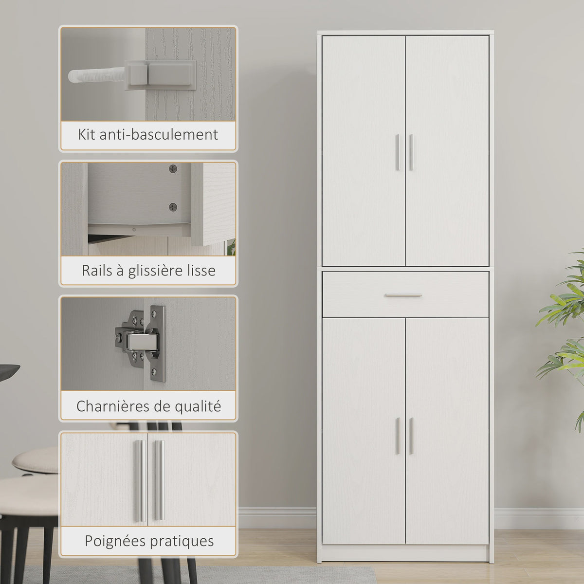 HOMCOM Keukenbuffet Kast met Deuren, Lades en Verstelbare Planken - Modern Design