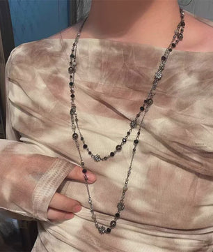 Dubbele Laags Ketting met Bloemen en Kralen - Bohemian Stijl