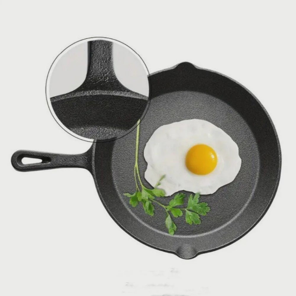 Set van 4 Gietijzeren Koekenpannen - Non-stick, Vooraf Ingebrand, Grillpan