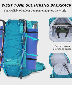 WESTTUNE 50L Wandelrugzak met Regenhoes - Multifunctionele Outdoor Rucksack