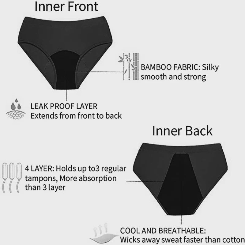 Dames Periode Bikini Broekje - 4 Laags Lekvrij en Absorberend