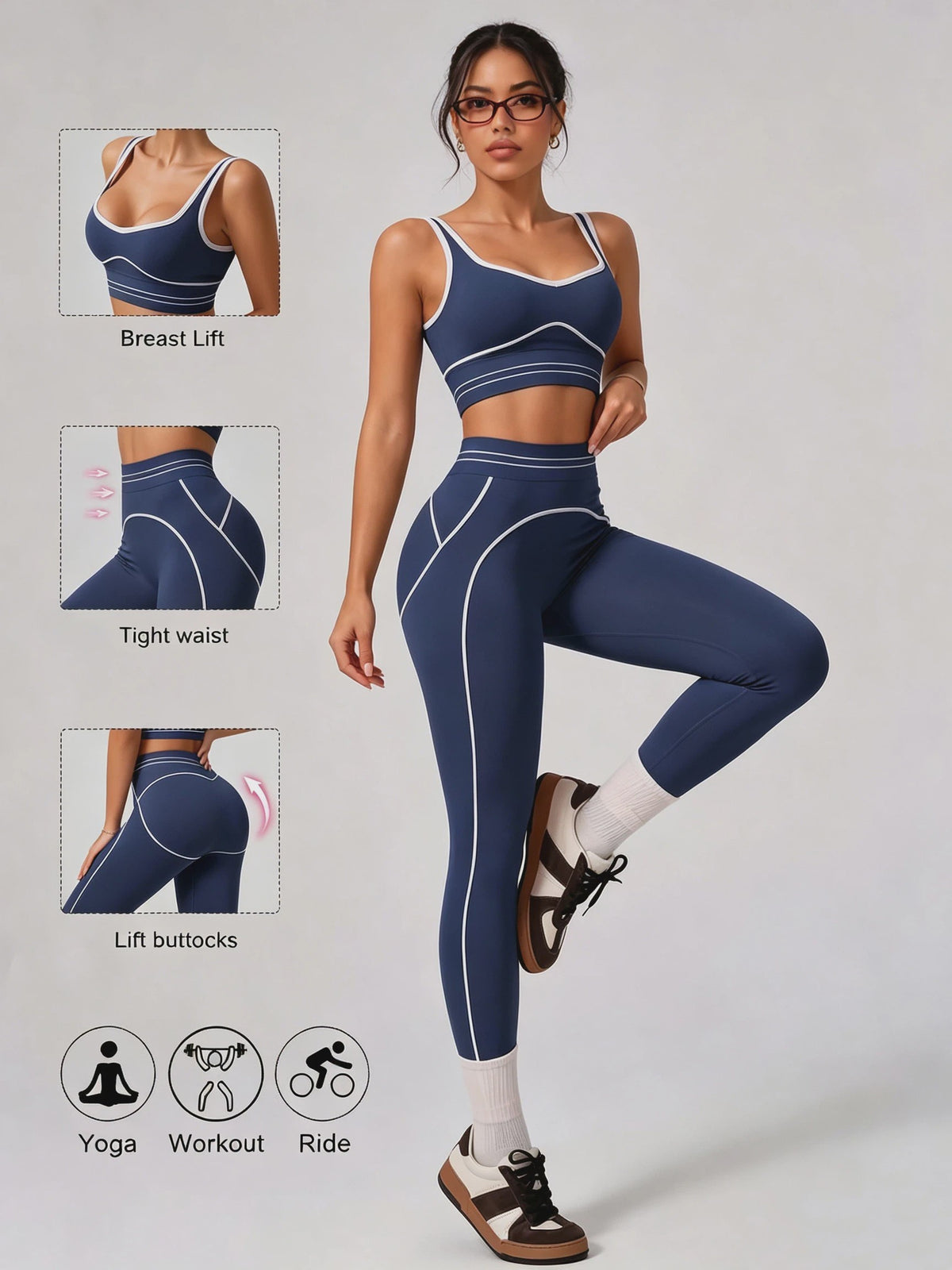 Dames Yoga Set: Seamless Crop Top & Hoge Taille Legging - 2-delig Sportpak