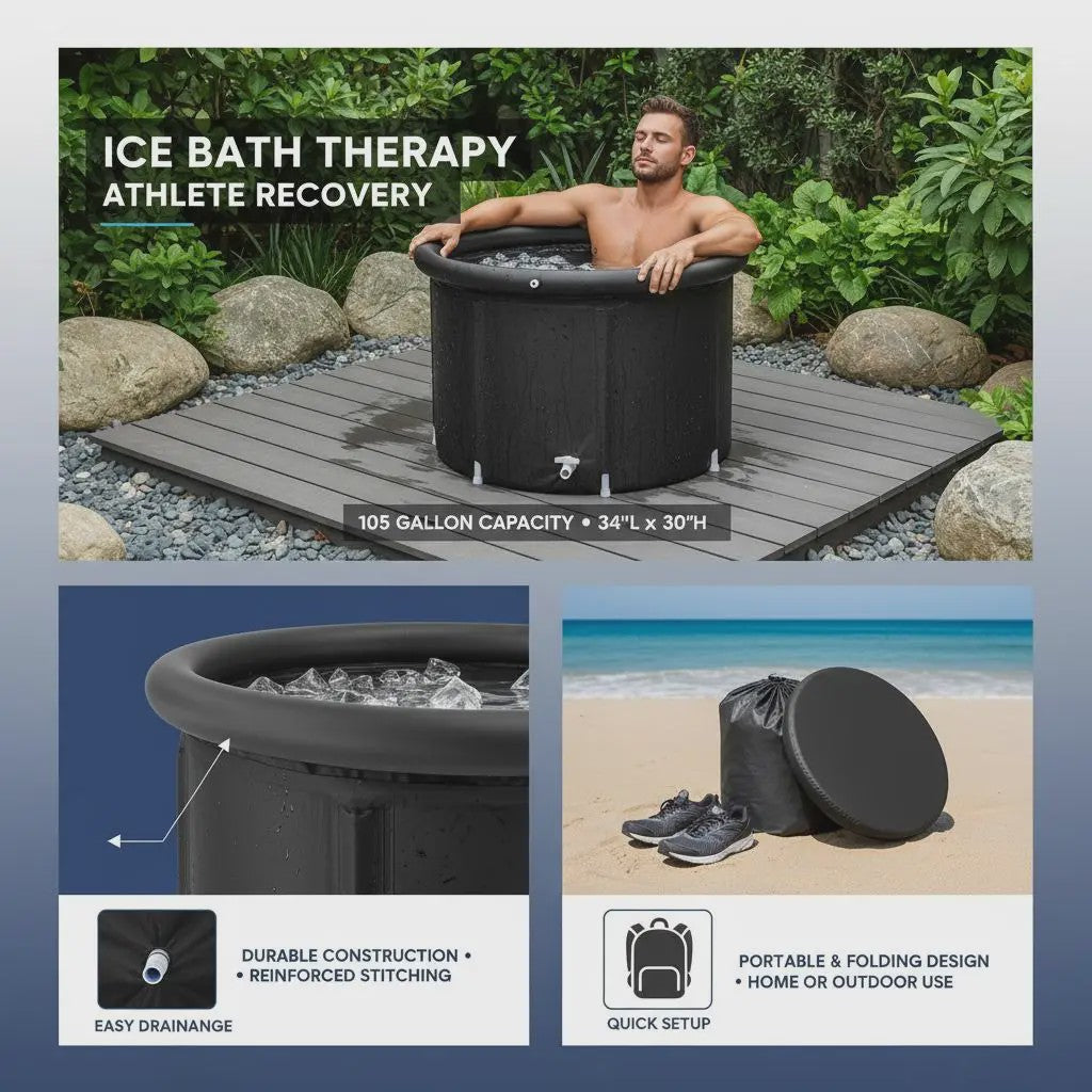 Draagbare Opblaasbare Cold Plunge Tub - 85x75cm, 330L - Ideaal voor Atleten & Herstel