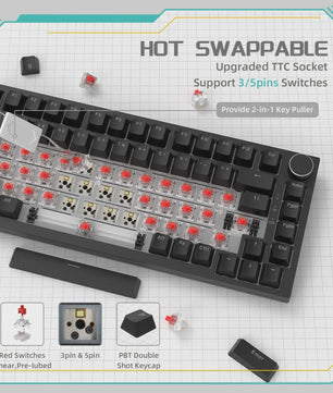 AJAZZ AK820 Mechanisch Gaming Toetsenbord 75% Layout met Volumeknop & RGB