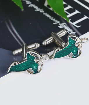 Elegante Manchetknopen met Groen Elf Blad Design - Unisex Klassiek & Stijlvol