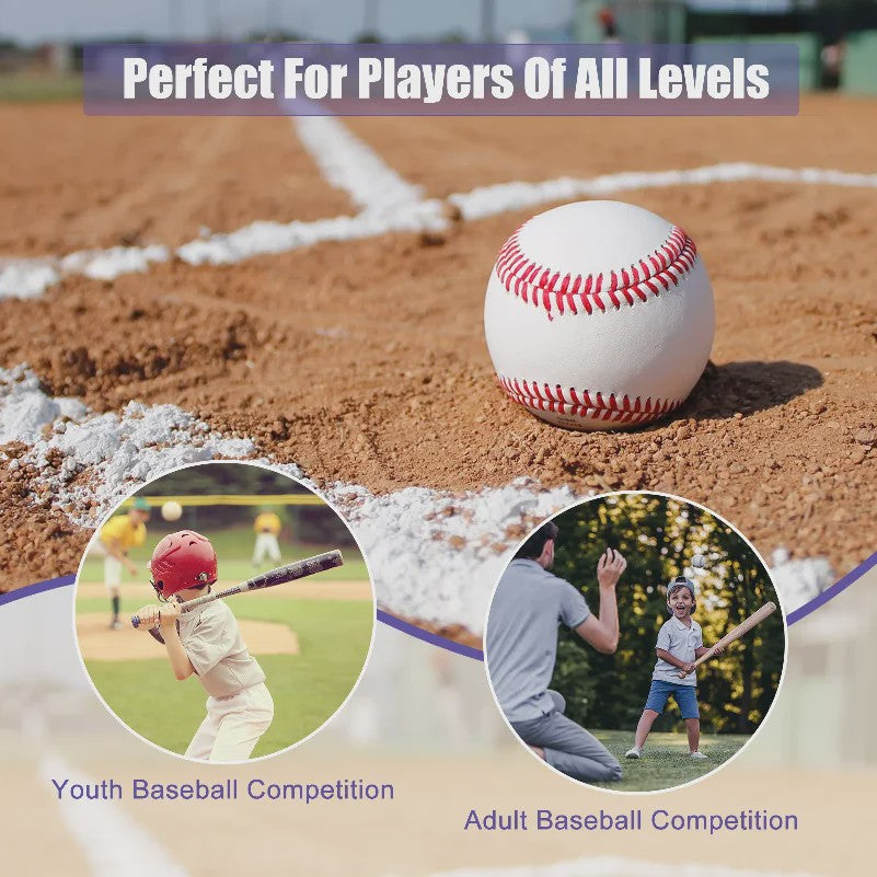 Set van 6 Harde Baseballs - Standaard Maat, Leer, Oefen & Trainingsballen