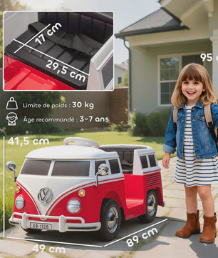 Officieel Gelicenseerde Volkswagen T1 Elektrische Kinderauto 12V met Dubbele Motor en Soft Start