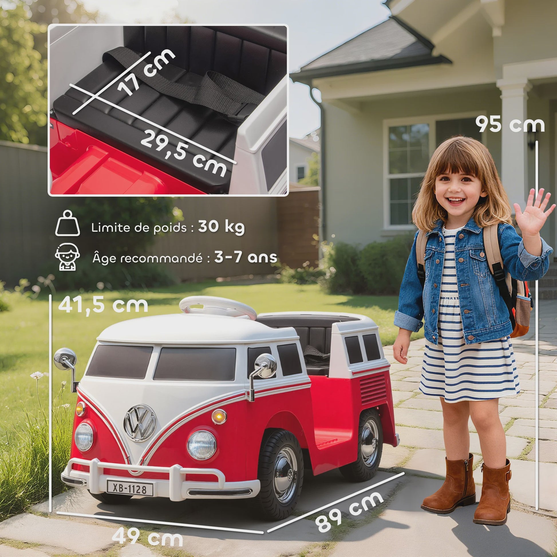 Officieel Gelicenseerde Volkswagen T1 Elektrische Kinderauto 12V met Dubbele Motor en Soft Start