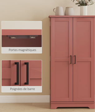 HOMCOM Keuken Dressoir Kast met 5 Niveaus, Deuren en Verstelbare Planken - 60x40x120 cm - Rode Houtnerf