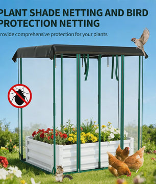 Verhoogd Kweekbed met Zelfwateringssysteem, Insectennet & Druppelirrigatie - Groot Metaal Kweekbak