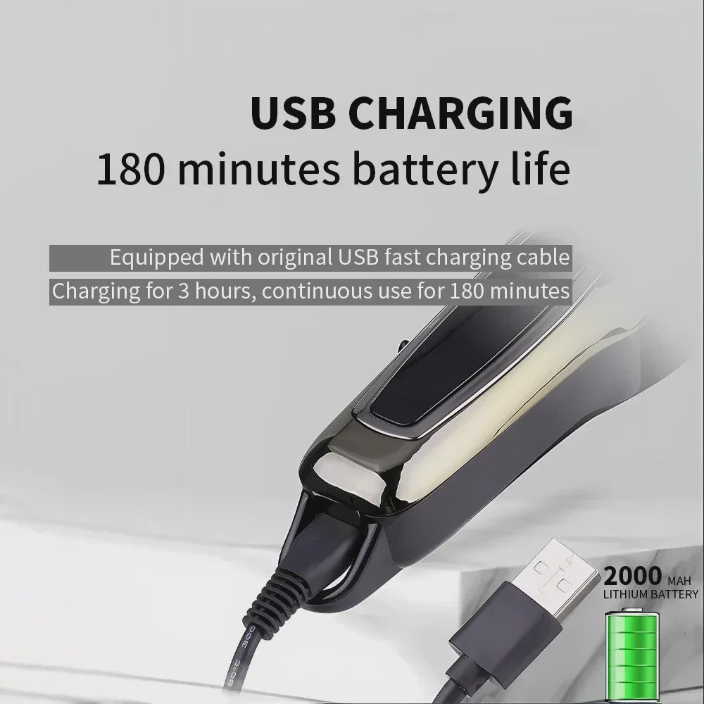 Professionele Draadloze Baard- en Haartrimmer Kemei KM-PG1990A met LCD Display & USB Opladen