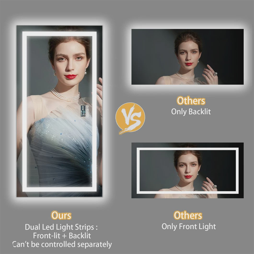 XXL Smart LED Spiegel met Bluetooth, Anti-Condens & Digitale Display