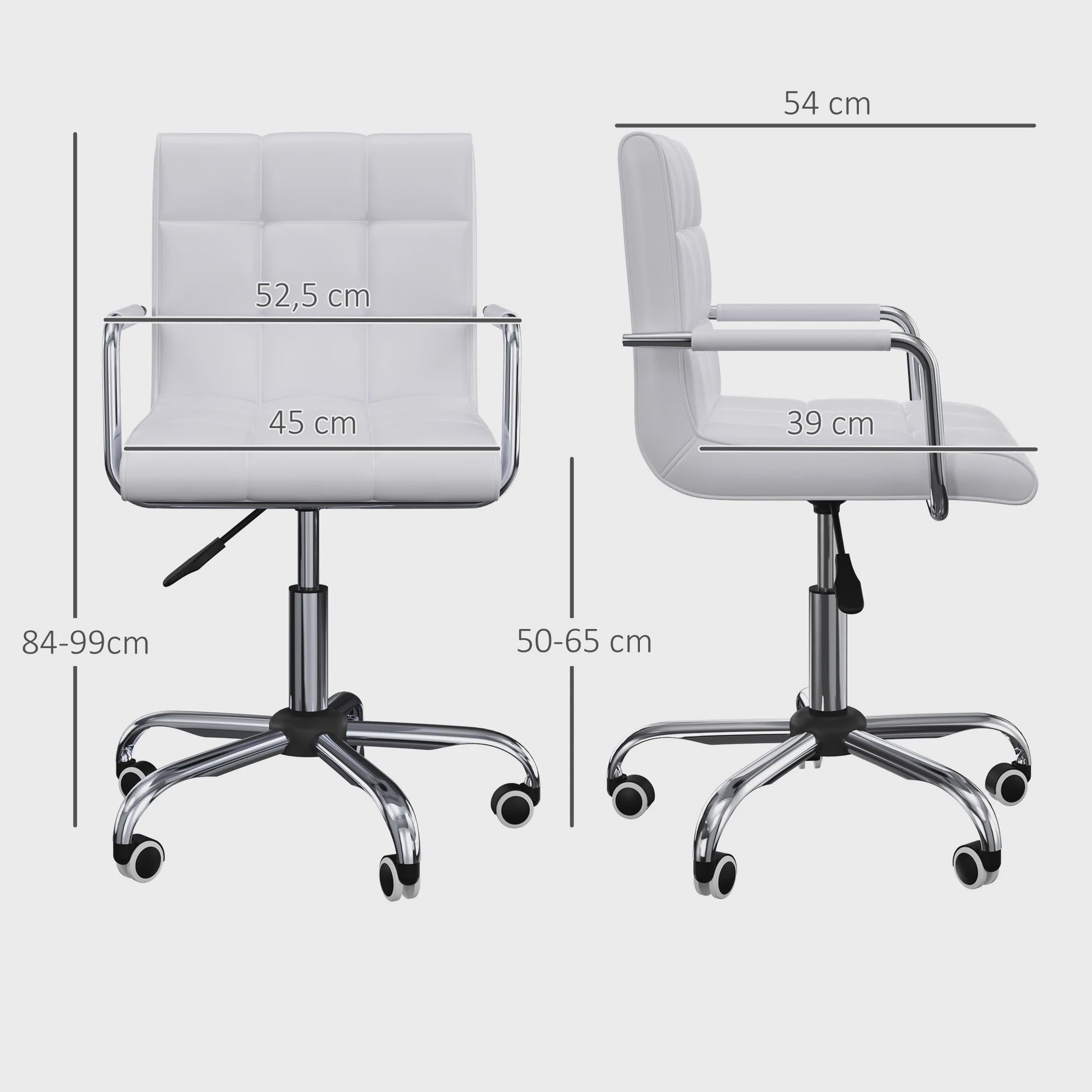 HOMCOM desk Chair armchair manager pivoting height adjustable white padding synthetic coating