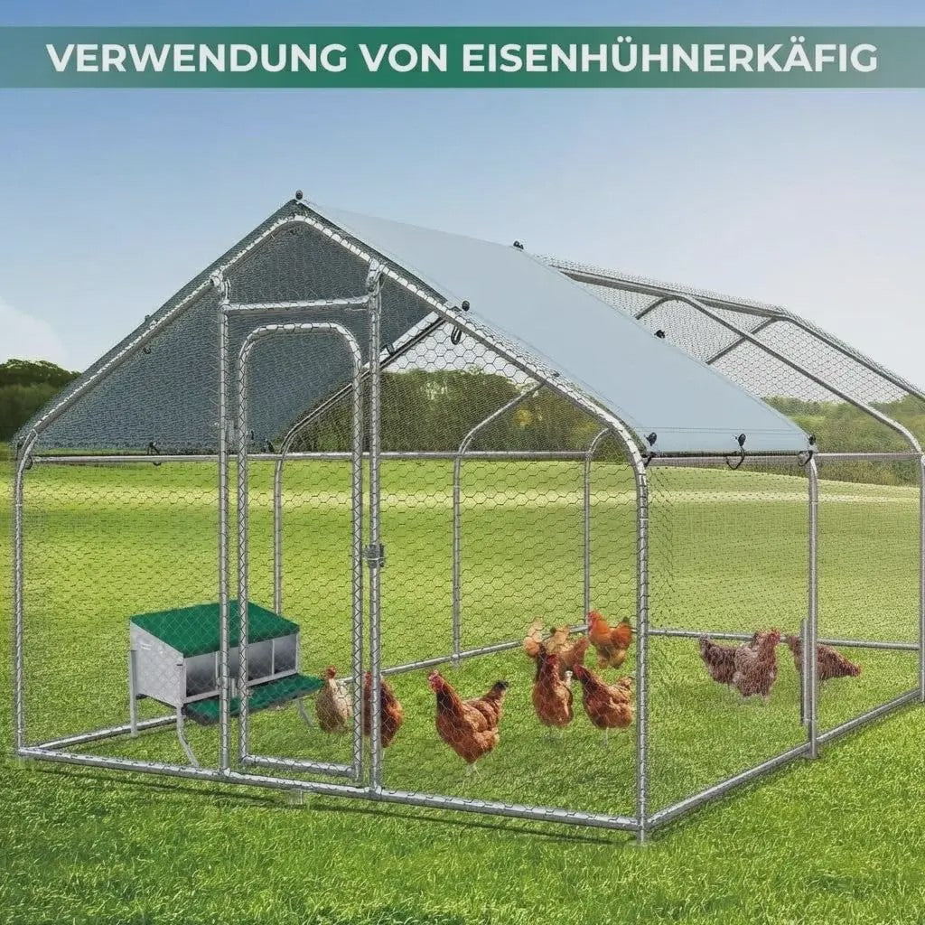Legnest Kippen 4 Vakken Metaal Groen met Automatische Eierafvoer