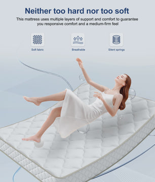 Hiazurm Pocketvering Matras 140x200cm - 7-Zone, 22cm Dik, Medium H3, Afneembare Tijk