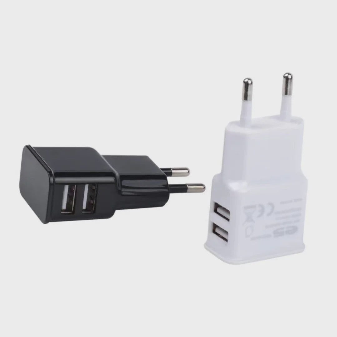 Universele Dual USB Reisadapter EU Stekker 5V - Laad Al Je Apparaten Snel Op