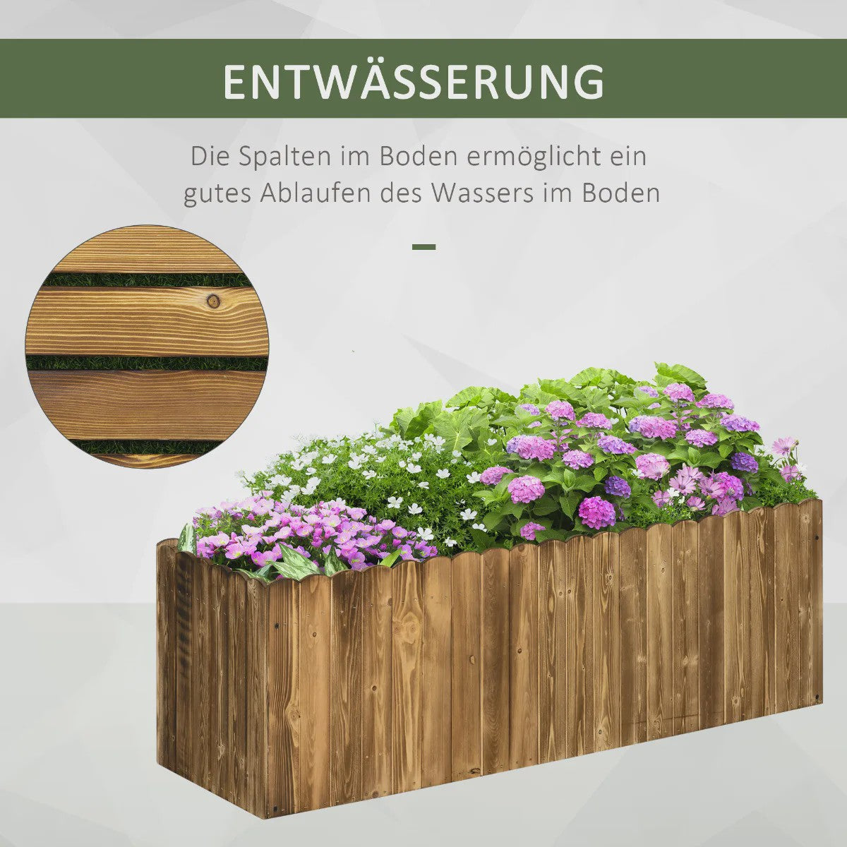 Houten plantenbak 120x40x40cm van vurenhout - Ideaal voor kruiden, groenten & bloemen