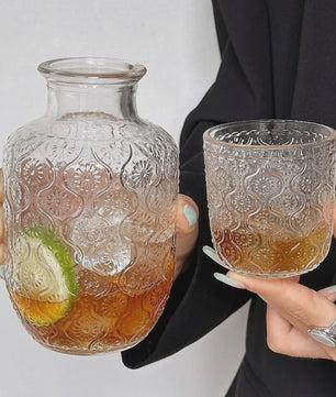 Vintage Glazen Theepot & Nachtkan Set - Stijlvol voor Water, Sap & Koffie