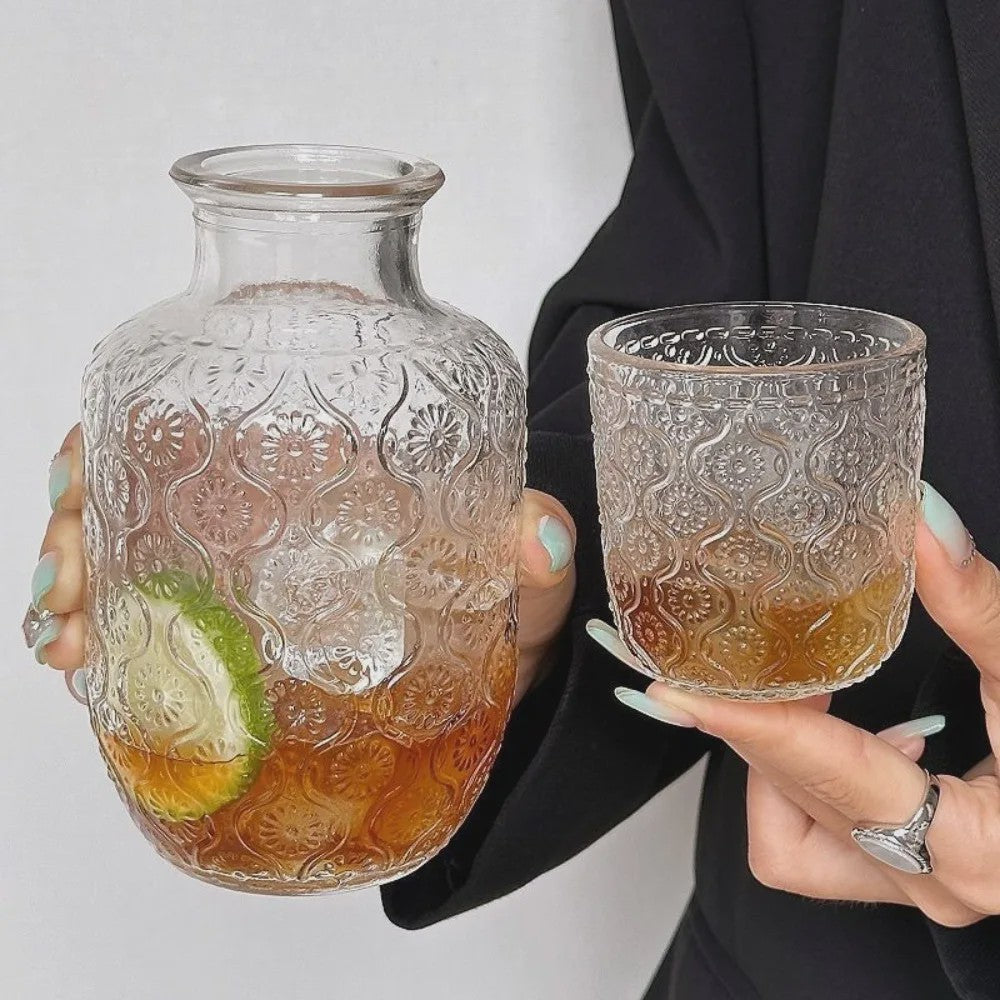 Vintage Glazen Theepot & Nachtkan Set - Stijlvol voor Water, Sap & Koffie