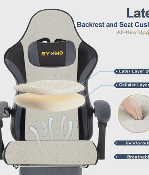 Ergonomische Gaming Stoel met Latex Kussen, Voetensteun & 130kg Capaciteit - Race Stijl