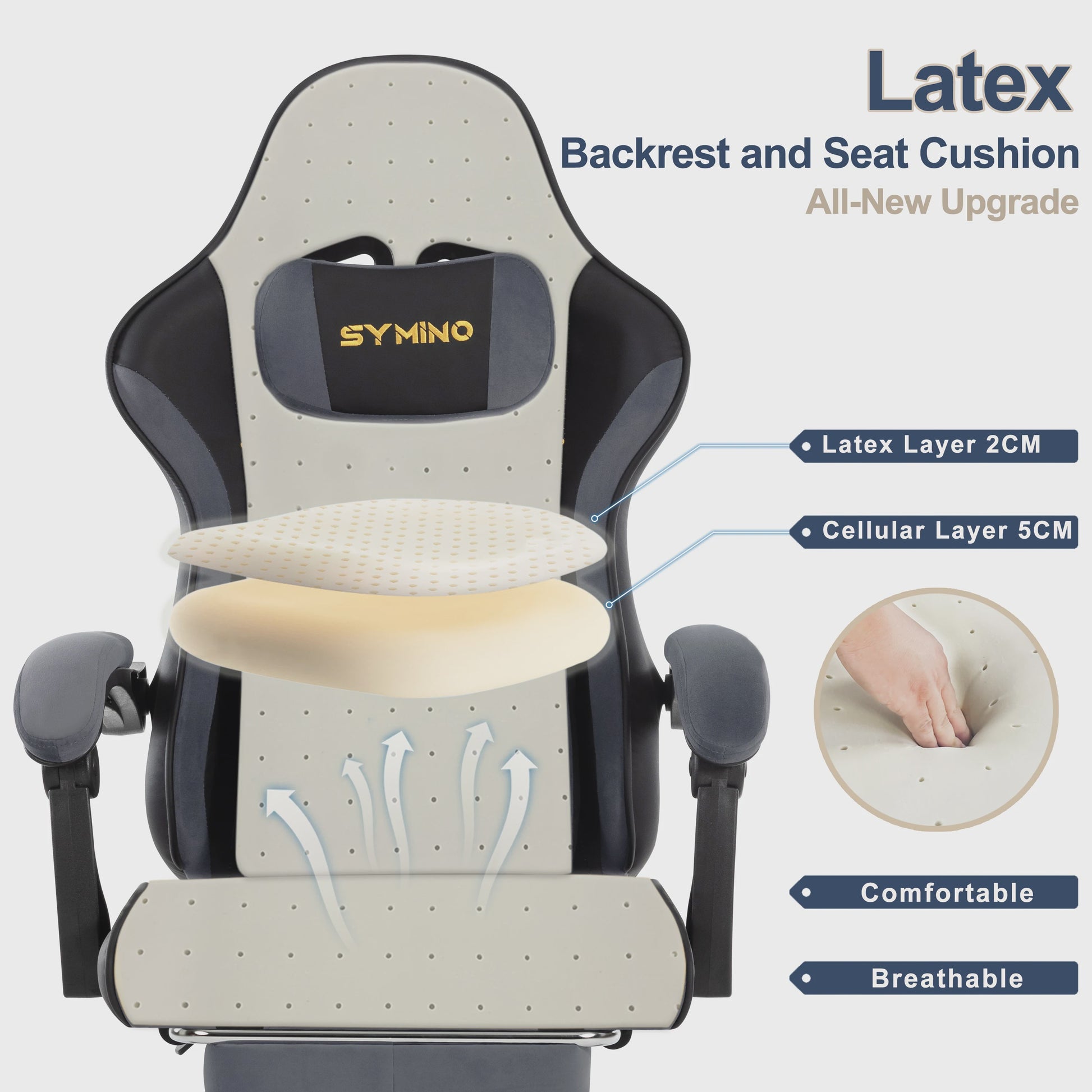 Ergonomische Gaming Stoel met Latex Kussen, Voetensteun & 130kg Capaciteit - Race Stijl
