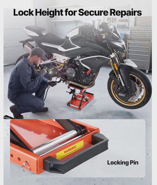 Motorlift 1500 lbs / 680 kg - Robuuste Werkstand met Kruk voor Motoren