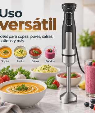 Krachtige 1000W Handmixer met 15 Snelheden, Turbo & RVS Steel - Perfect voor Soepen, Sauzen en Smoothies. Ergonomisch & 95cm Snoer.