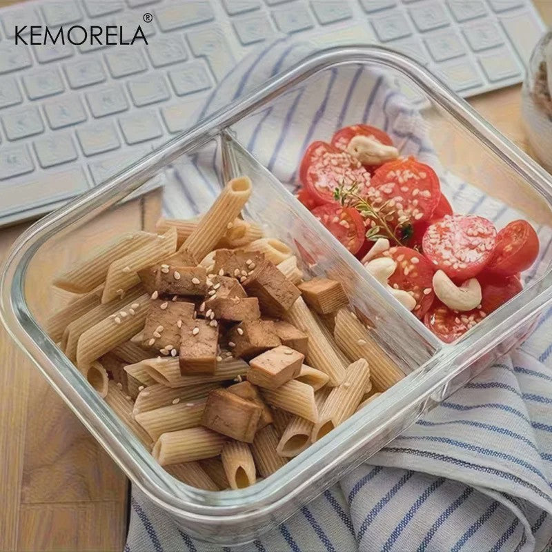 Glazen Lunchbox met 2/3 Compartimenten en Lekvrij Deksel - Herbruikbaar