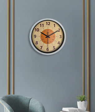 Moderne Stille Wandklok 8-inch met Oranje Patroon - Woonkamer, Keuken Decoratie