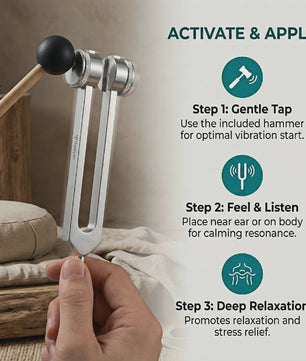 Miwayer Stemvork Set 128Hz, 256Hz, 512Hz met Hamer & Tas - Professionele Klanktherapie Instrumenten