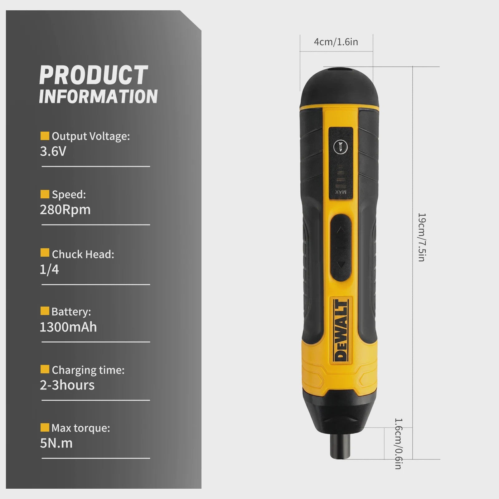 DEWALT Accu Schroevendraaier 3.6V DC - Compact, Oplaadbaar met LED & USB