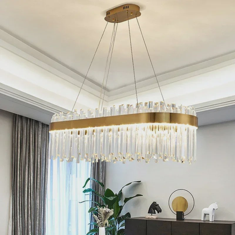Moderne Kristallen Plafond Hanglamp Goud - Luxe Verlichting voor Woonkamer & Eettafel