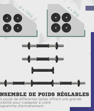 Verstelbare Dumbbells Set 15KG met Antislip Handvatten