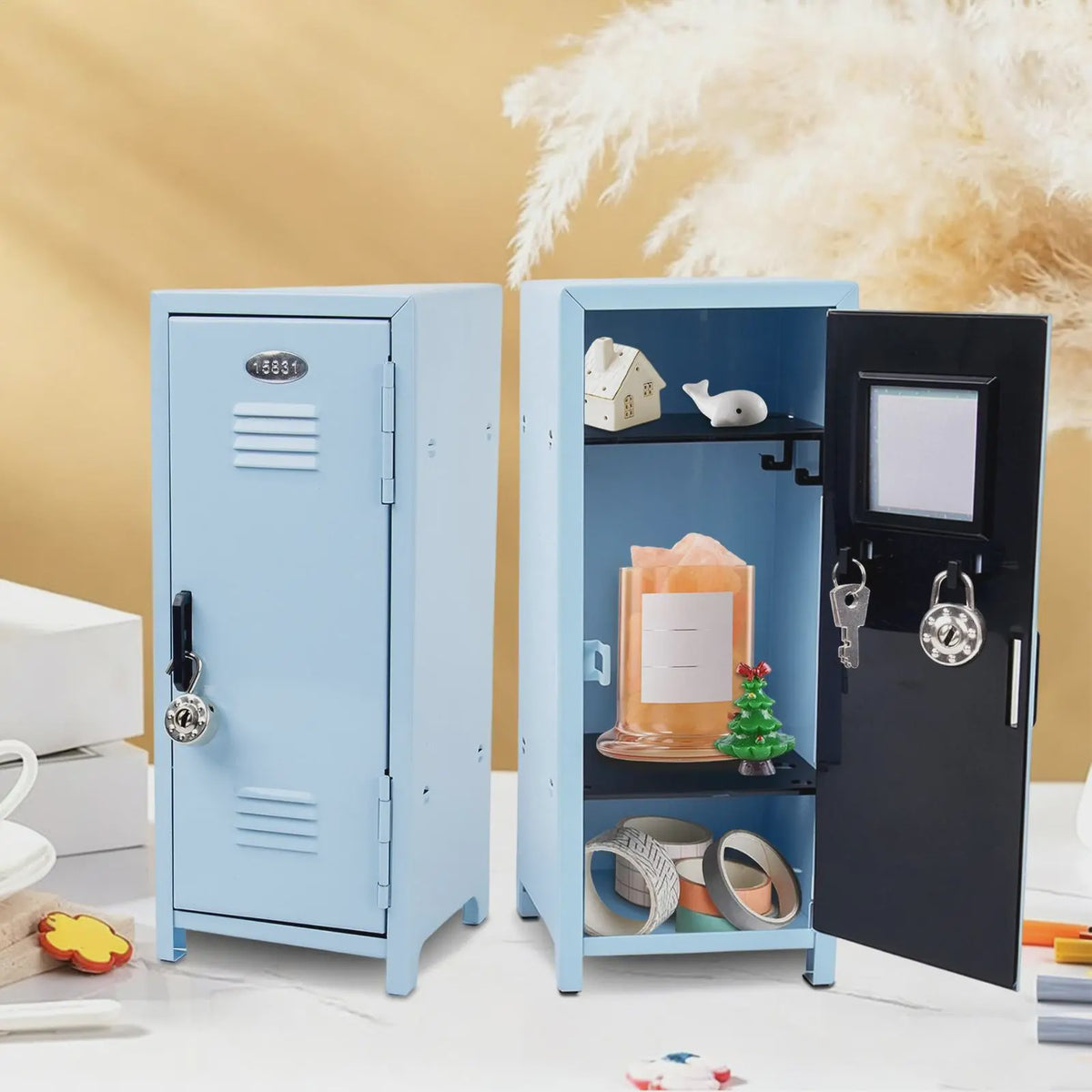 Mini Metal Lockerkastje - Kantoor & Slaapkamer Organizer met Slot