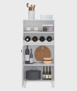 Witte Keukenkast met Wijnrek en Verstelbare Planken - 48x108x40cm