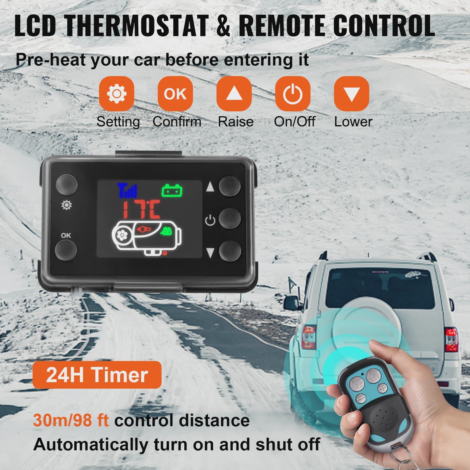 12V 8KW Diesel Luchtverwarmer met Afstandsbediening & LCD - Snel Warm in Vrachtwagen, Boot, Camper