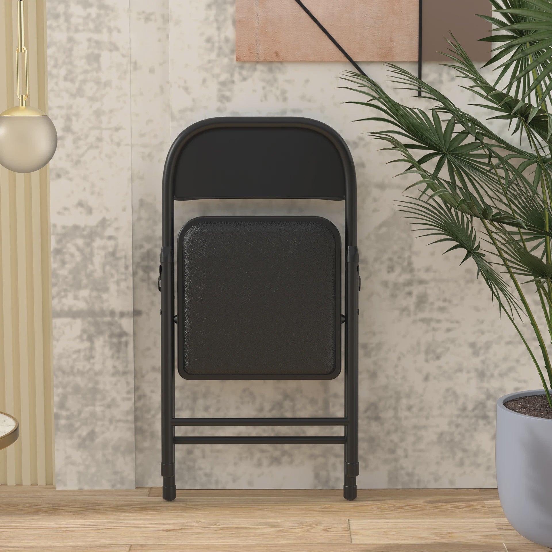 Opvouwbare Stoel met Kunstleren Zitting en Metalen Frame - Comfortabel en Praktisch