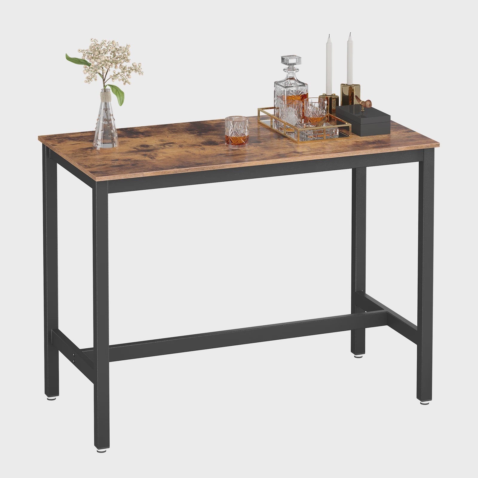 VASAGLE Bartafel met Metalen Frame - Stijlvol Vintage Houtlook - Eenvoudige Montage