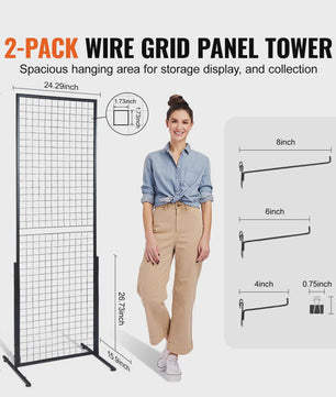 Dubbelzijdige Gridwall Display Panelen met Haken - 2 Stuks