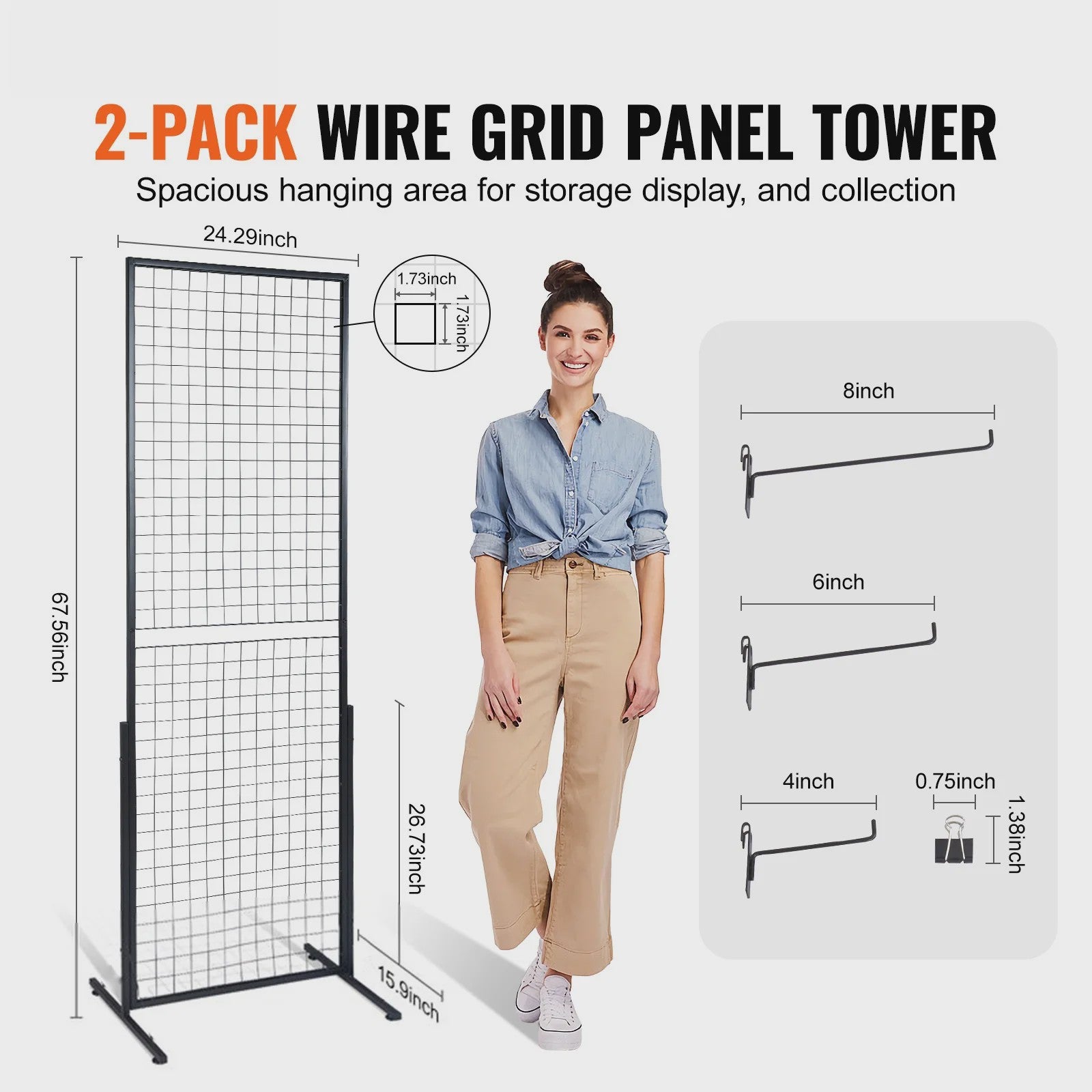 Dubbelzijdige Gridwall Display Panelen met Haken - 2 Stuks