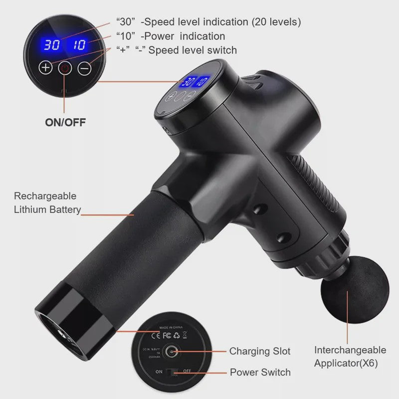 Massager Body Neck Back Deep Tissue Muscle Relaxation Pain Relief Fitness Fascial Massage Gun Electric Percussion Pistol