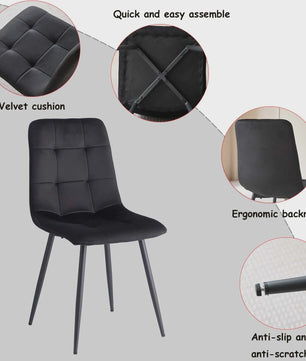 Moderne Velours Eetkamerstoelen (2/4/6 stuks) - Scandinavisch Design met Gevoerde Zitting