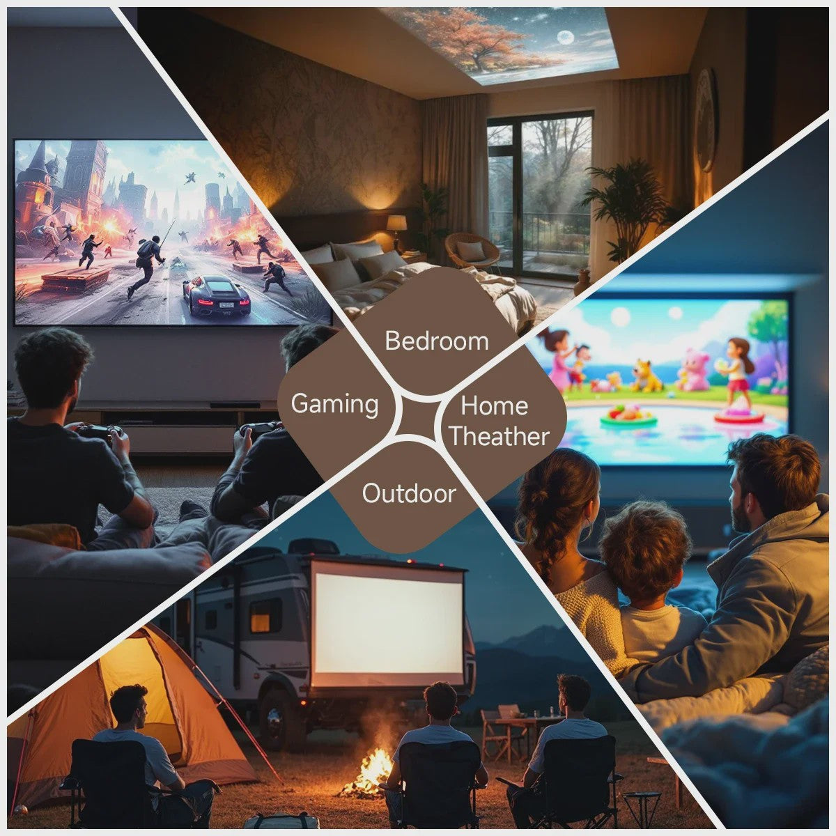 HORLAT Android 12 Projector: 1600 ANSI Lumen, 4K Full HD, WiFi 6, Bluetooth 5.2 - Home Theater & Gaming