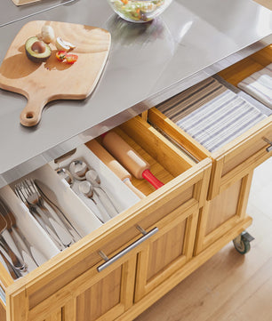 SoBuy Keuken Eiland Trolley FKW69-N met Uitschuifbaar Werkblad & Opslag
