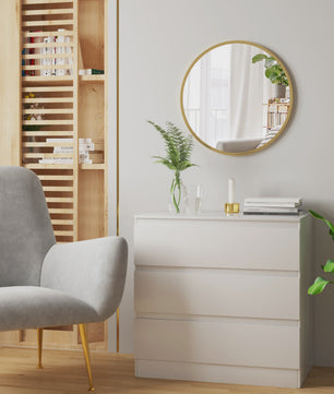 Moderne Ronde Wandspiegel met Gouden Metalen Frame - SediaXL