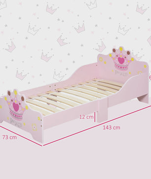 Roze Prinsessen Kinderbed 140x70 cm met Kroon Design - MDF Hout