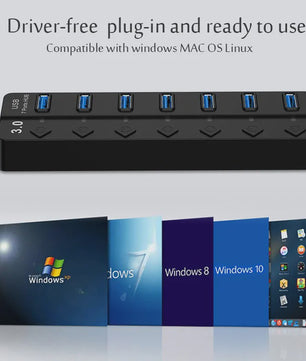 USB 3.0 Hub met 7 Poorten en Individuele Schakelaars - Uitbreidingsstation voor PC en Laptop