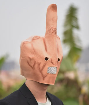 Grappig Middenvinger Masker - Latex Hoofddeksel voor Feestjes, Halloween & Pranks